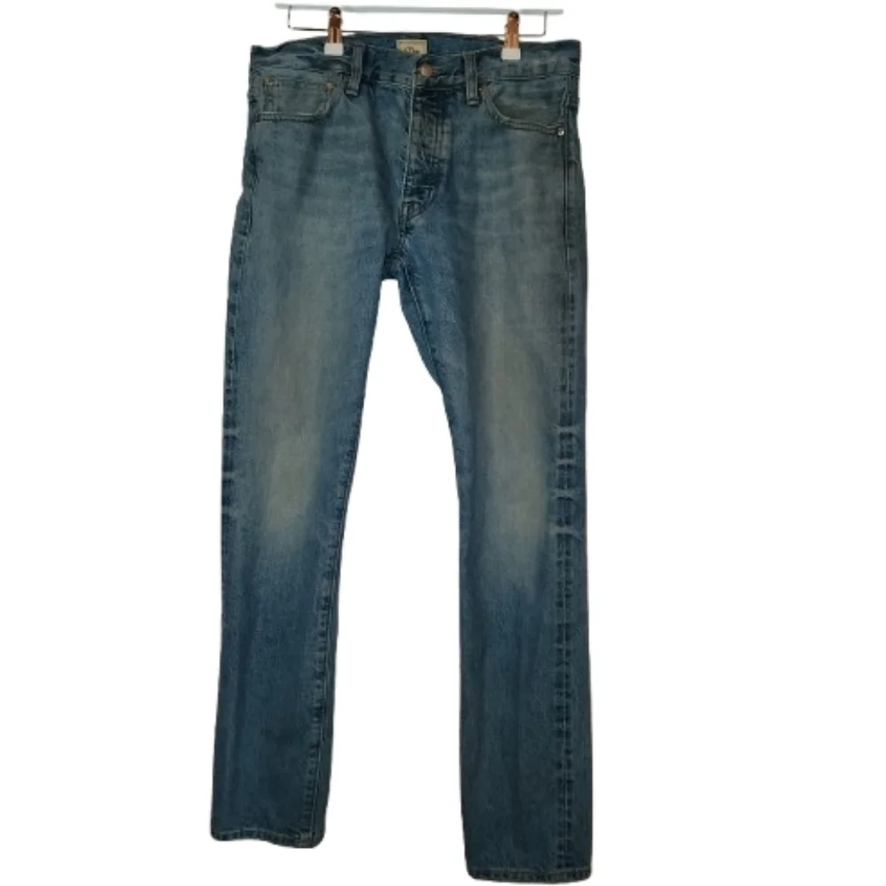 J Crew Men's 770 Jeans Size 31x32 Straight Leg Sits Below Waist Kaihara Denim